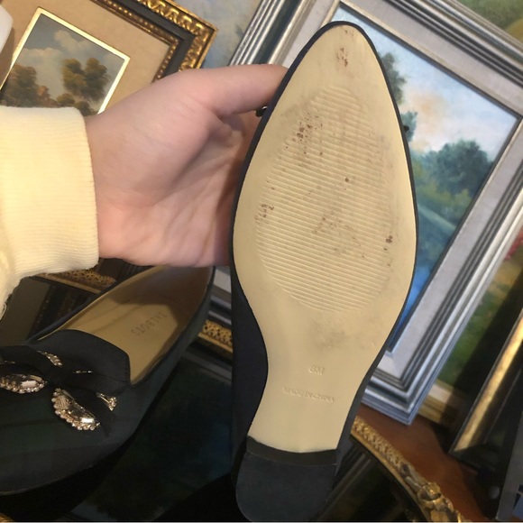 🎁 2 FOR $60 Talbots Blue & Green Plaid Pointed Toe Flats Rhinestone Bow - Picture 10 of 13